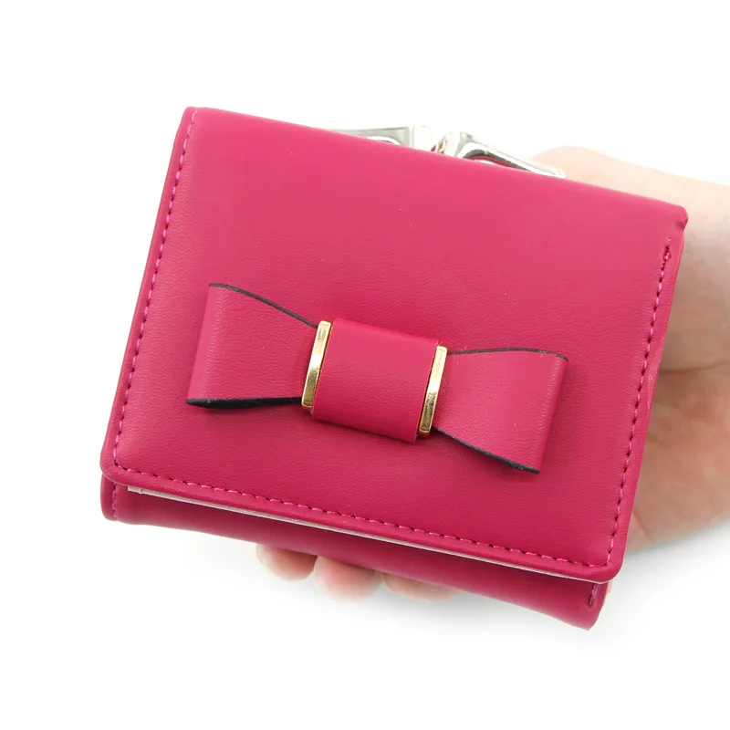 

New style girls bow wallet student coin purse Korean women short wallet tri-fold coin purse coin purse wallet purses