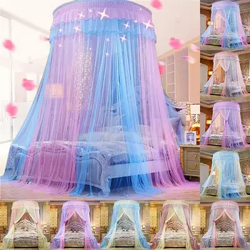 

Romantic Hung Dome Bed Princess Round Foldable Fly Insect Proof Net Bedroom Breathable Circular Curtain Home Decor Easy Install