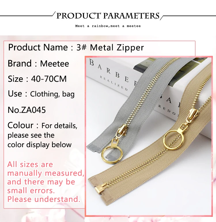 Meetee 2/5 шт 40 см-70 см 3# металлическая молния с открытым с золотыми зубьями, застежка-молния для шитья одежды аксессуары DIY сумки куртка Материал ZA045