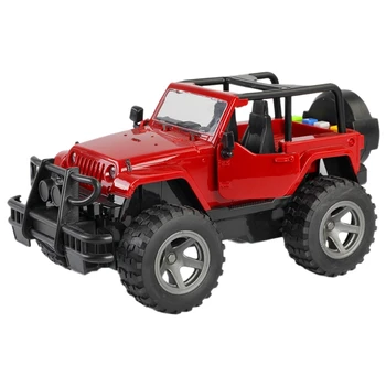 

Sound and Light Jeep Model Multifunctional Inertial Hand Push Puzzle Children's Educational Toy Car (Red)