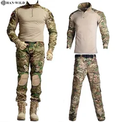 Uniforme militar de camuflagem tática, roupa de caça para homens e mulheres, vestuário camuflado para combate, airsoft
