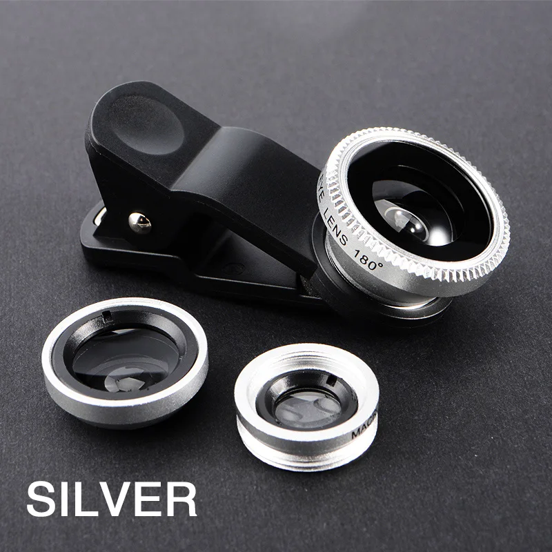 Portable 3 In1 Fish Eye Camera Mobile Phone Lens for Smartphone Wide Angle Fisheye Lens Clip Macro Telephone Android Accessoires 