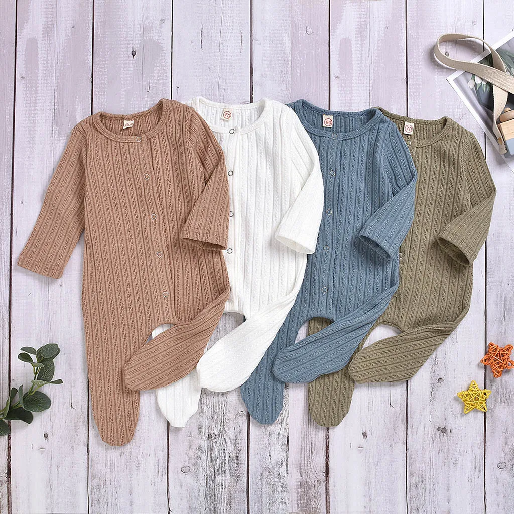 Baby Spring Autumn Clothing Bodysuit For Newborns Winter Boys Girls Sweater Splice Plaid Warm Bind Feet Jumpsuit Clothes | Детская