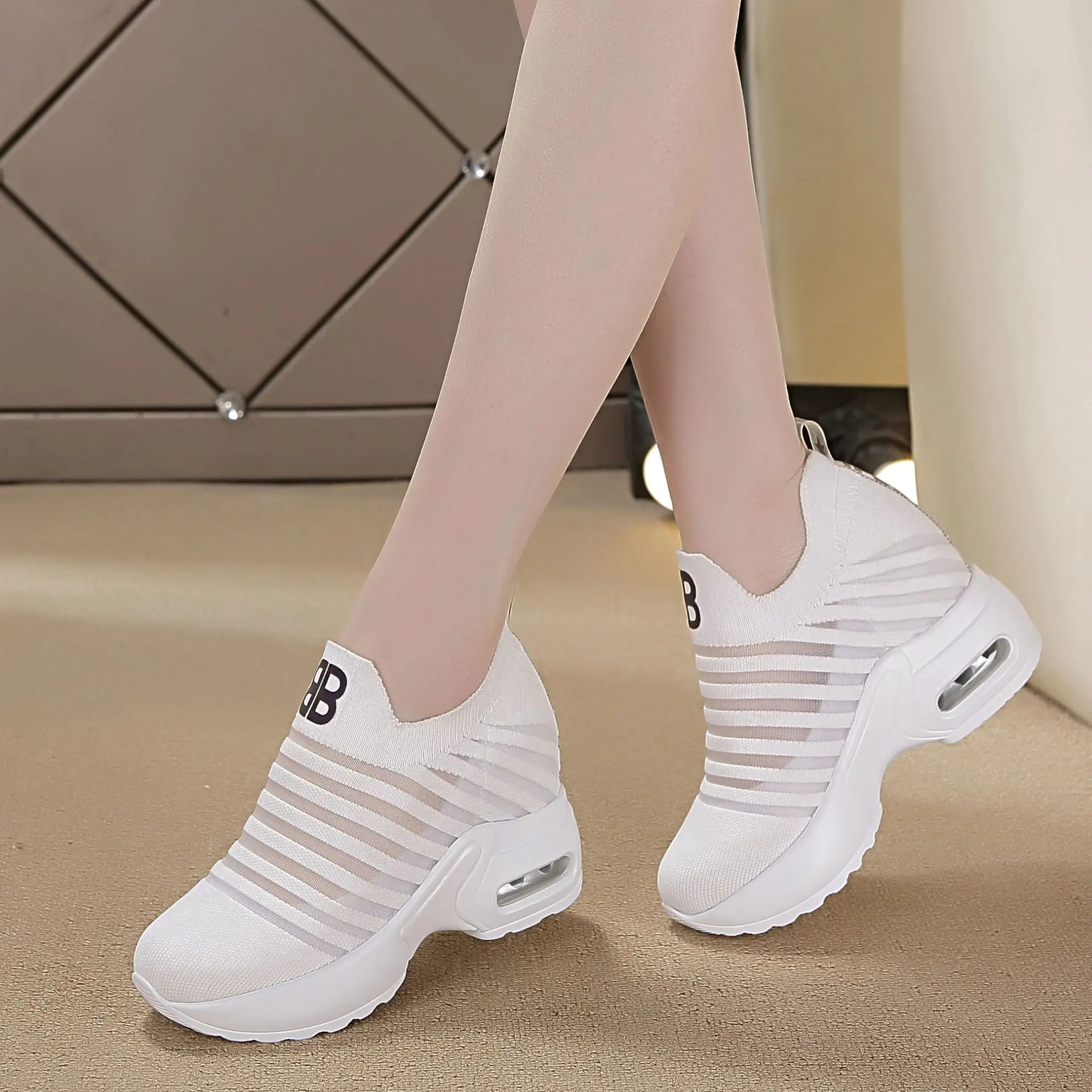 

Extra High Women's 2019 Summer New Style Korean-style Versatile Gauze Platform Single WOMEN'S Shoes Sandals Shoes Solid Color Ad