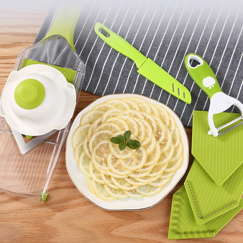 Ручной измельчитель для овощей Mandoline V Slicer с 5 сменными лезвиями овощерезка