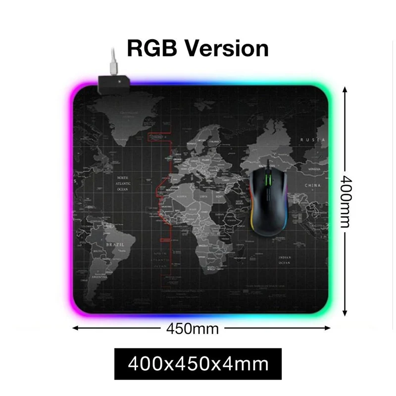 RGB большой игровой коврик для мыши карта мира коврик для мыши красочный компьютерный коврик настольный коврик клавиатура Коврик для ноутбука - Color: 400x450x4mm