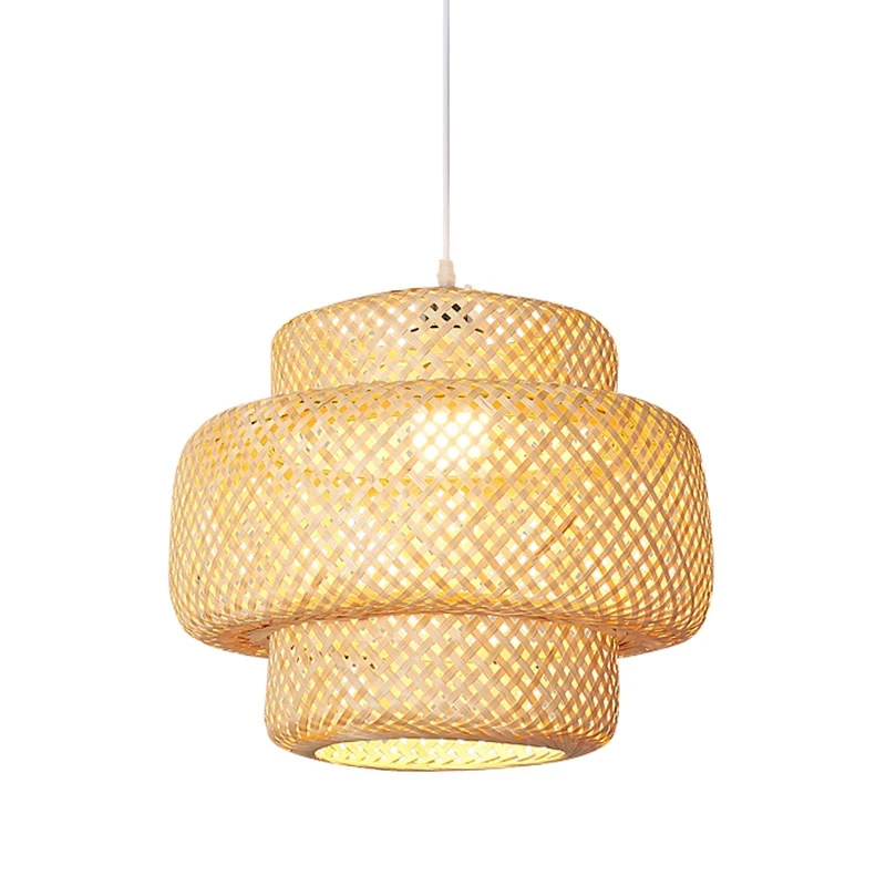 

HOT SALE Handmade Bamboo Lampshade Pendant Ceiling DIY Restaurant Aisle Lamp Shades Weave Hanging Light (Without Light Source)