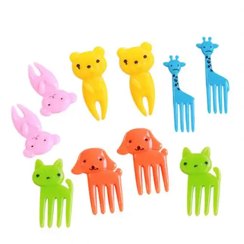 Giraffe 10Pcs 6/10/12 шт Пластик мини вилки для фруктов и милые носки с рисунками зверей из мультфильмов, с изображением слона или черная детская юбка фруктовая зубочистка и других десертов с выбирает вилки fourchette - Цвет: Giraffe 10Pcs