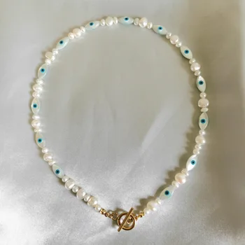 

Pearl Necklaces Design Blue Eyes Beads 2020 New European Style Fashion Trend Necklace
