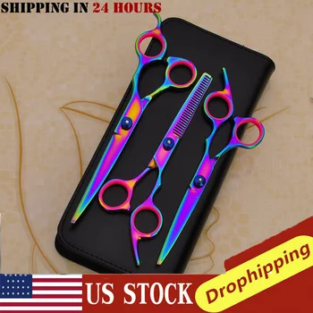 

4pcs Stainless Steel Pet Dogs Grooming Scissors Cat Hair Thinning Shear Sharp Edge Dog Cutting Kitten Animal Barber Cutting Tool