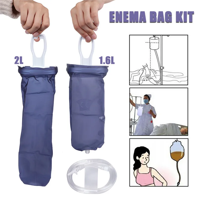 Men Women Reusable 1.6L / 2L Enema Bag Kit Silicone Anal Douche Vaginal Colon Irrigation Vaginal Cleaning Flusher Constipation