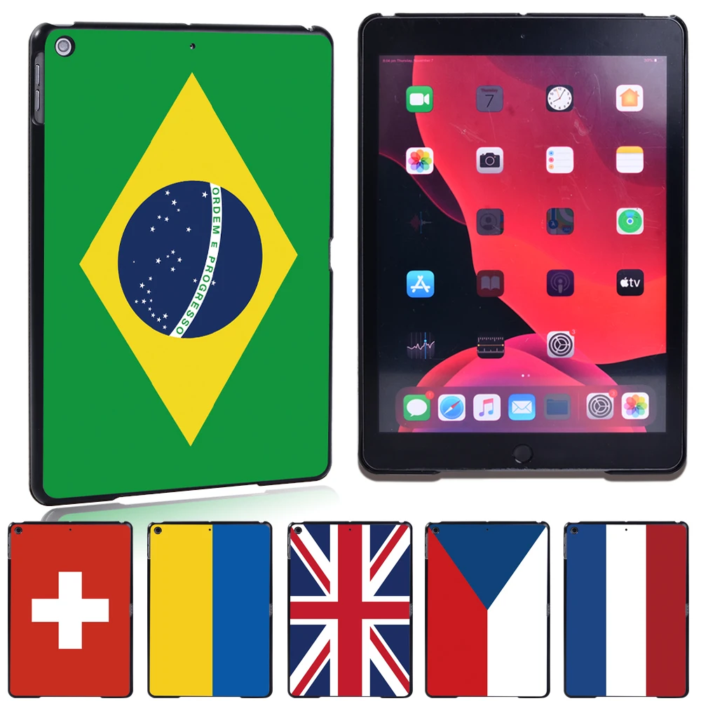 

For Apple Ipad 8 2020 8th Generation Anti-fall National Flag Printing Hard Shell Plastic Tablet Case + Free Stylus