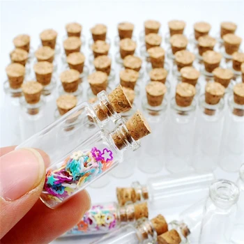 

10PCS 1ml Tiny Clear Glass Wishes Bottles 25*10mm Hook Vials Jars Containers Cork Stoppers Home Decor Birthday Bless Bottles