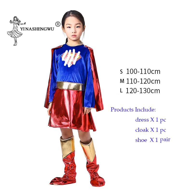 Косплей Костюм Супер Женщины костюм чудо-женщина девушки костюм для детей платье-пачка маска Дарт Вейдер костюм на Хэллоуин девушки вечернее платье - Цвет: superwoman