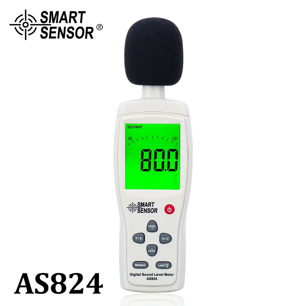 with DC 9V Cable Digital Noise Tester SMART SENSOR Noise Measurement Tester Sound Level AS824 for frequency analyzer FFT analyzer Sound Level Meter 