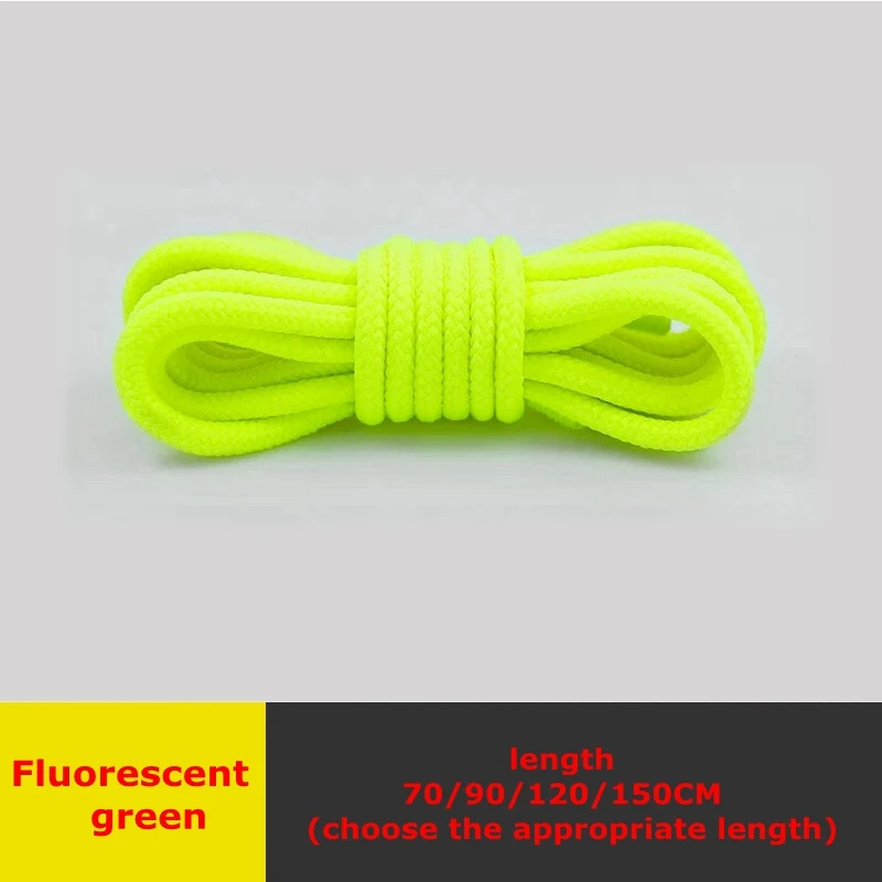Fluorescent green Ботинки martin круглые шнурки для ботинок Классические высокое качество черные шнурки уличные повседневные кроссовки альпинистские Полиэстеровые шнурки - Цвет: Fluorescent green