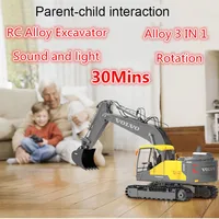 Large 61CM 17CH Alloy Remote Control Excavator Backhoe Truck Model 2.4G 30MINS Sond Light RC Truck 3-Type Engineer Vehicle Moel 1