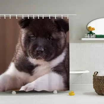 

Akita Puppy Dog Waterproof and Mildew Resistant Bathroom Shower Curtain with Hooks