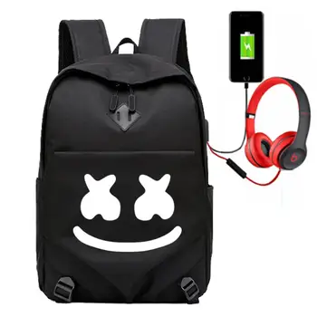 

New Student School Bag Backpack Anime Luminous For Boy girls Daypack Multifunction USB Charging Port and Lock School Bag Black