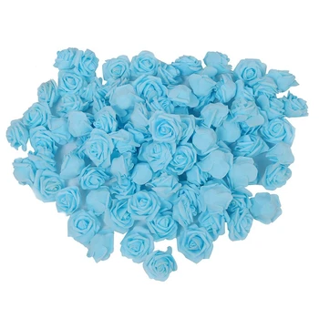 

100PCS Foam Rose Flower Bud Wedding Party Decorations Artificial Flower Diy Craft Light Blue