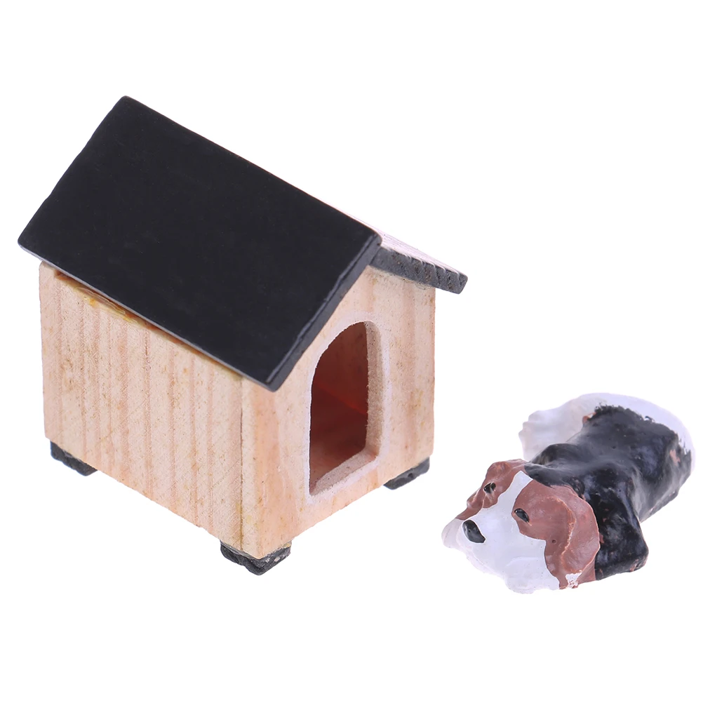 1/12 кукольный домик миниатюрная мини-Собака Кошка корм для домашних животных с тарелкой моделирование мебель модель игрушки для куклы аксессуары украшения - Цвет: Dog