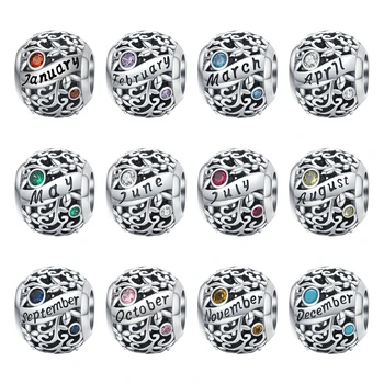 

MOWIMO Real 925 Sterling Silver Birthstone Beads Charm Fit Original Silver Bracelet Pendant Jewelry Birthday Gift BKC1385