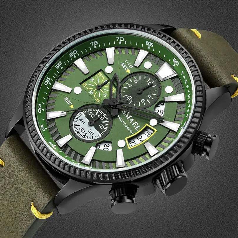 Fashion & Casual Men Watches Creative Geometric Round Leather Belt Waterproof Men's Quartz Watch Gift 3D09 (8)