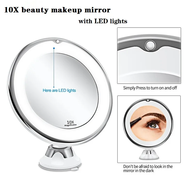 Suction Cup Type 10X Magnification Make up Mirror with Suction Cup