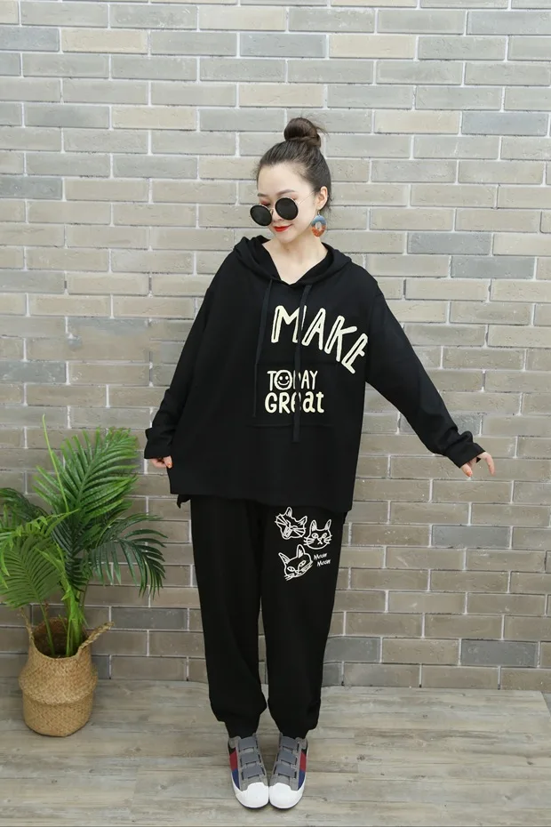 Vefadisa Plus Size Letter Print Women T-shirt 2020 Autumn Hooded Long Sleeve T-shirt Casual Pullover Women T-shirt QYF3716