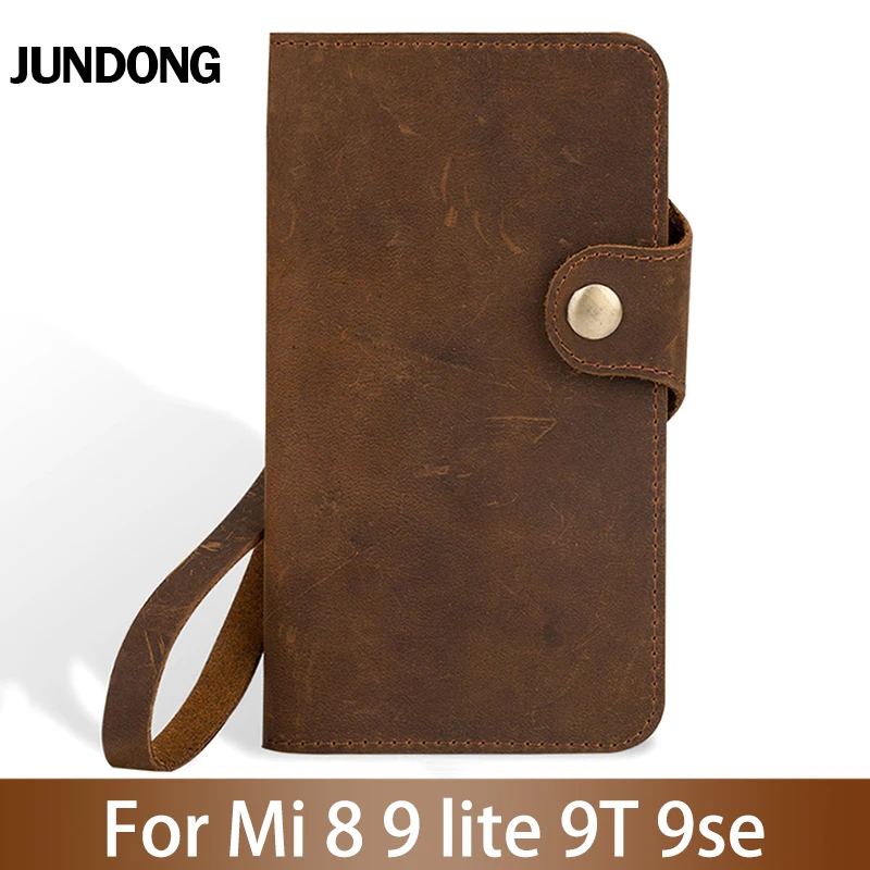 

Flip Phone Case For Xiaomi Mi 5s Plus 6 8 9 lite 9se 9T Pro Case Crazy horse skin Card slots Cover