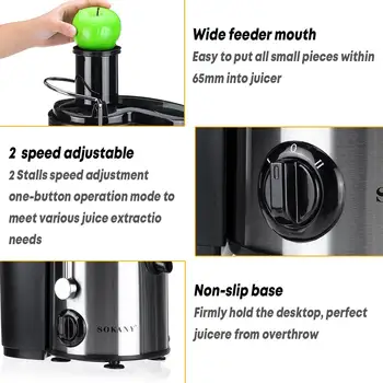 800W 220V Electric Juicer Stainless Steel Juicers Whole Fruit Vegetable Food-Blender Mixer Extractor Machine 2 Speed Adjustment 3