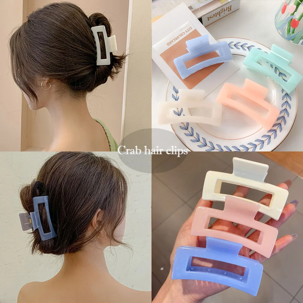 Simple Geometric Hollow Hair Claw for Women Square Colorful Acrylic Crab  Bath Hair Clips 2021 Girls Hair Accessories Headwear - AliExpress Apparel  Accessories