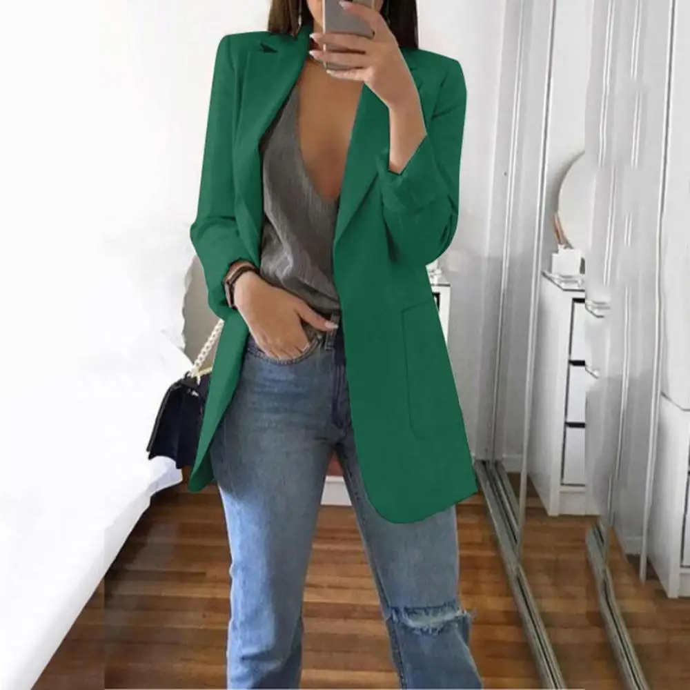 

Women Office Blazer Long Sleeve Coat Cardigans Suit Long Jacket Ol Overcoat Elegant Casual Jacket Outerwear Top Blazer Feminino