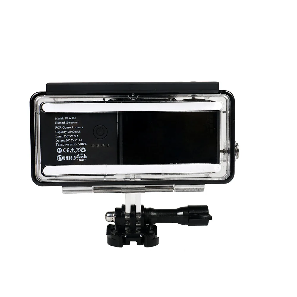 Waterproof Protective Case Housing Shell + Extended Battery Side Power Bank For Gopro Hero 5 6 7 Black camera  Accessories