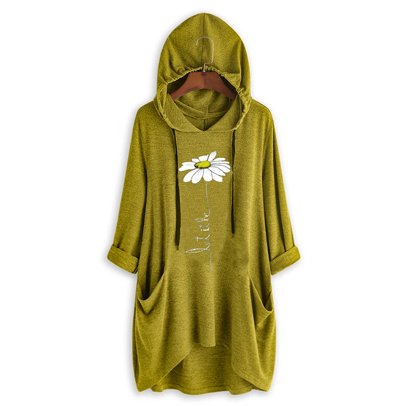 

2020 Women Hoodies Blouse ZANZEA Spring Long Sleeve Pullover Hooded Flower Printed Shirt Vintage Long Tops Female Chemise Tunic