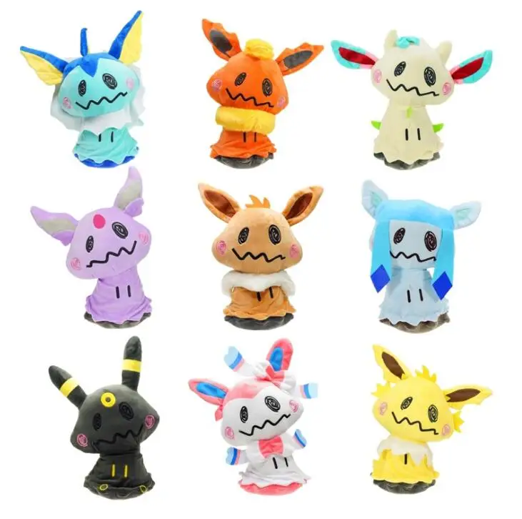 EMS, 30 шт./лот, 9 видов стилей, Sylveon Eevee Umbreon Flareon Vaporeon Jolteon, Espeon, косплей, Mimikyu, плюшевые куклы - Цвет: Многоцветный