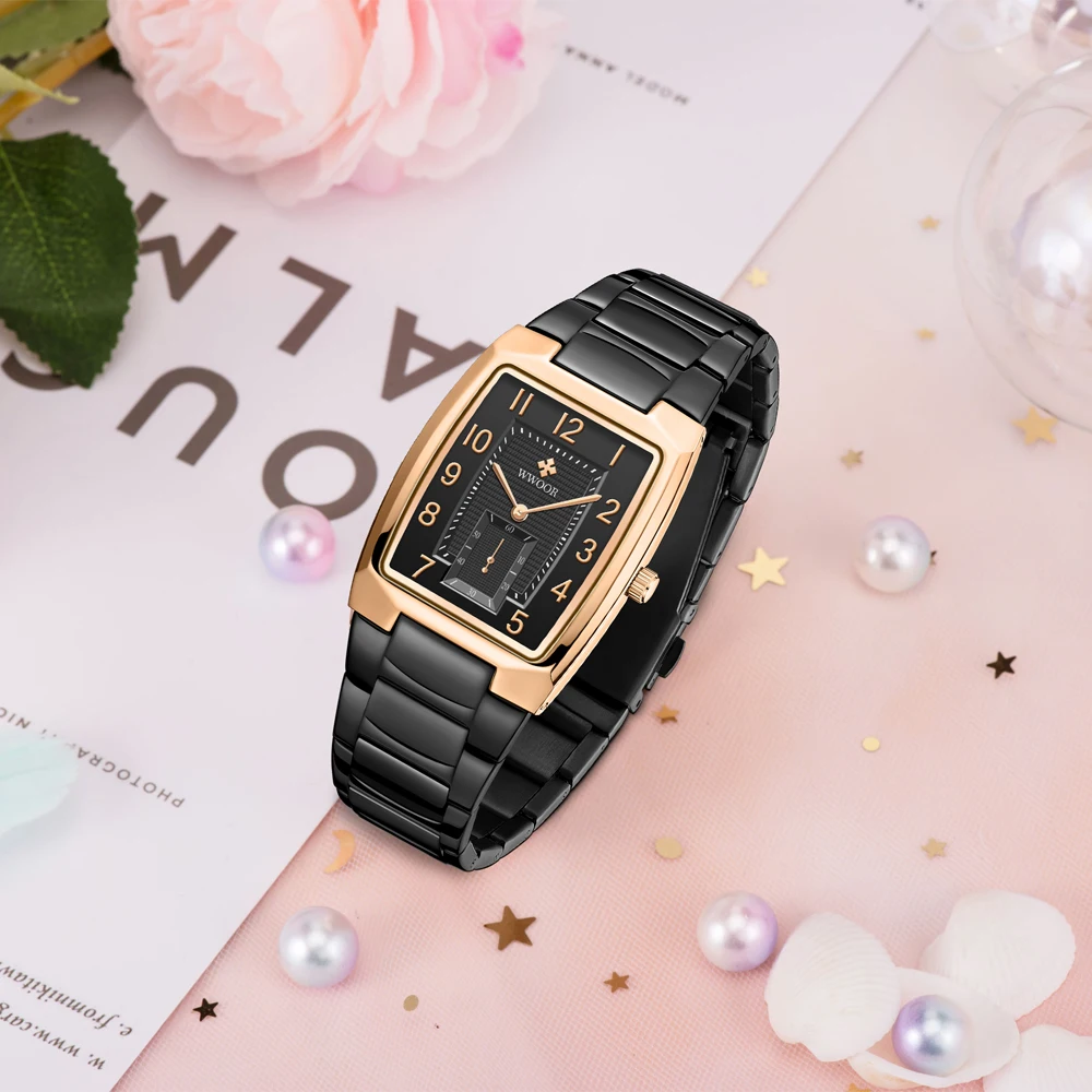 WWOOR Reloj Original Watch For Women Elegant Stainless Steel Ladies Watch Waterproof Fashion Quartz Wristwatch Bracelet Watches