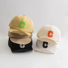 

Spring Summer Baby Baseball Caps Letter C Pattern Sun Hats For Kids Boys Girls Autumn Cotton Children Peaked Caps
