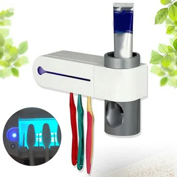 

UV Disinfection Toothbrush Automatic Toothbrush Steriliser Cleaner Brush Holder Set with Automatic Toothpaste Dispenser