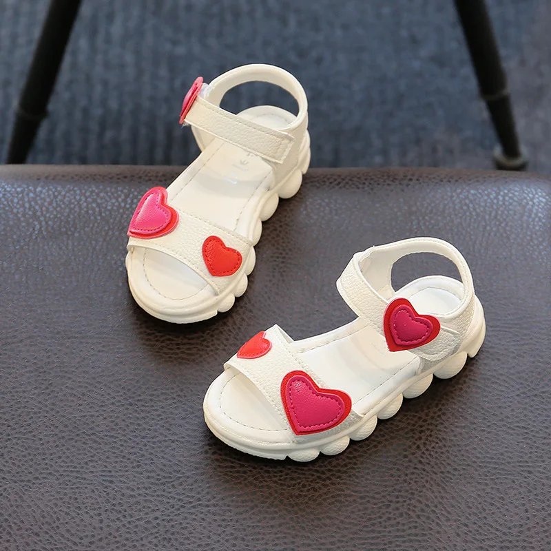 2020 Summer Newest Fashion Child Baby Girl Sandals Leather Open Toe Shoes Velcro Princess Sweet Love Flat Kids Casual Shoes
