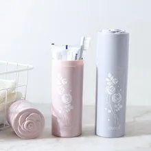 Роза Печать ванная комната Tumblers портативный путешествия умывальник с крышкой держатель для зубных щеток чашки аксессуары для ванной комнаты