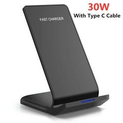 High - Speed 30W Qi Wireless Charger Stand with Fast Charging and Adjustable Phone Holder (30W)