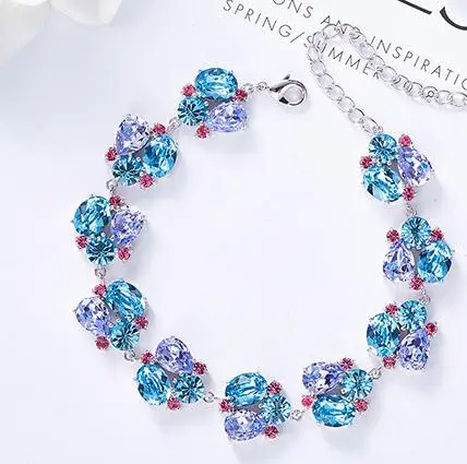 

UXN97 925 Silver Zircon Bracelet Girls Ruby Bracelet Birthday Party Festival Bracelet Gift