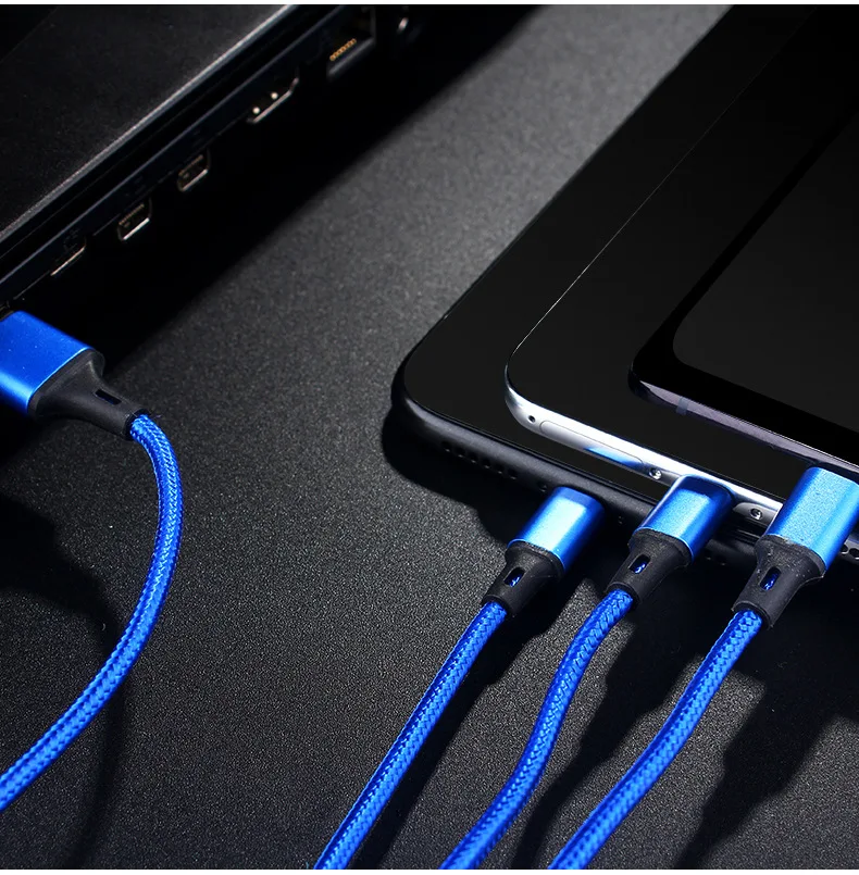 3 в 1 USB кабель для iPhone 6 6S 7 8 X XS зарядное устройство Micro USB кабель для type C USB кабель для телефона Android для huawei samsung