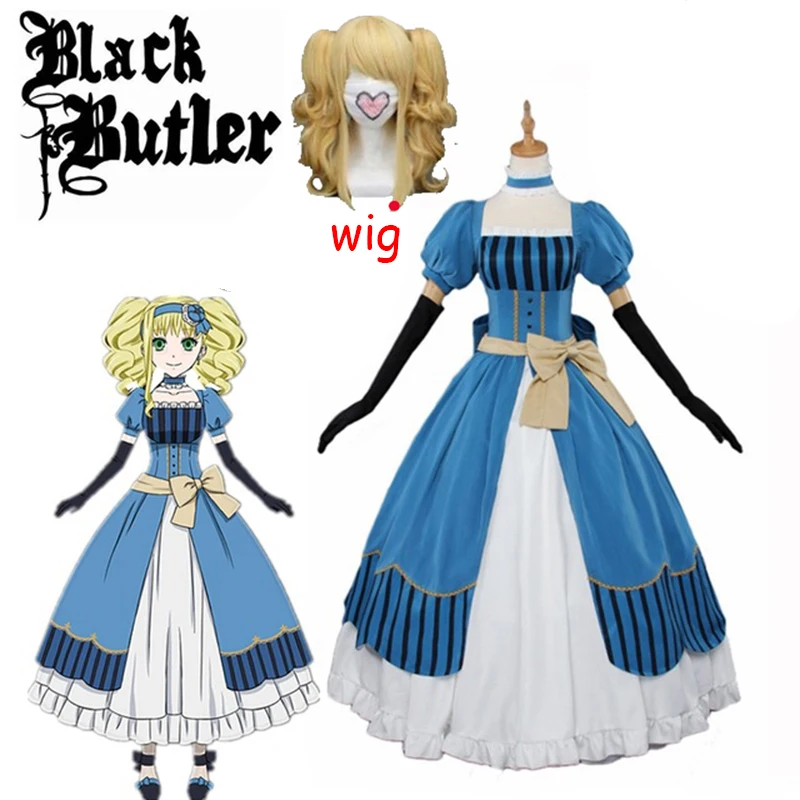 

Black Butler Kuroshitsuji Elizabeth Midford(Lizzy)Party Luxury Dress Cosplay Costume Full Set Anime Halloween Party
