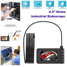 4,3 дюймовый экран 8 мм промышленная камера-эндоскоп 1080P HD IP67 водонепроницаемая инспекционная эндоскопическая камера 6 светодиодный фонарь бороскоп