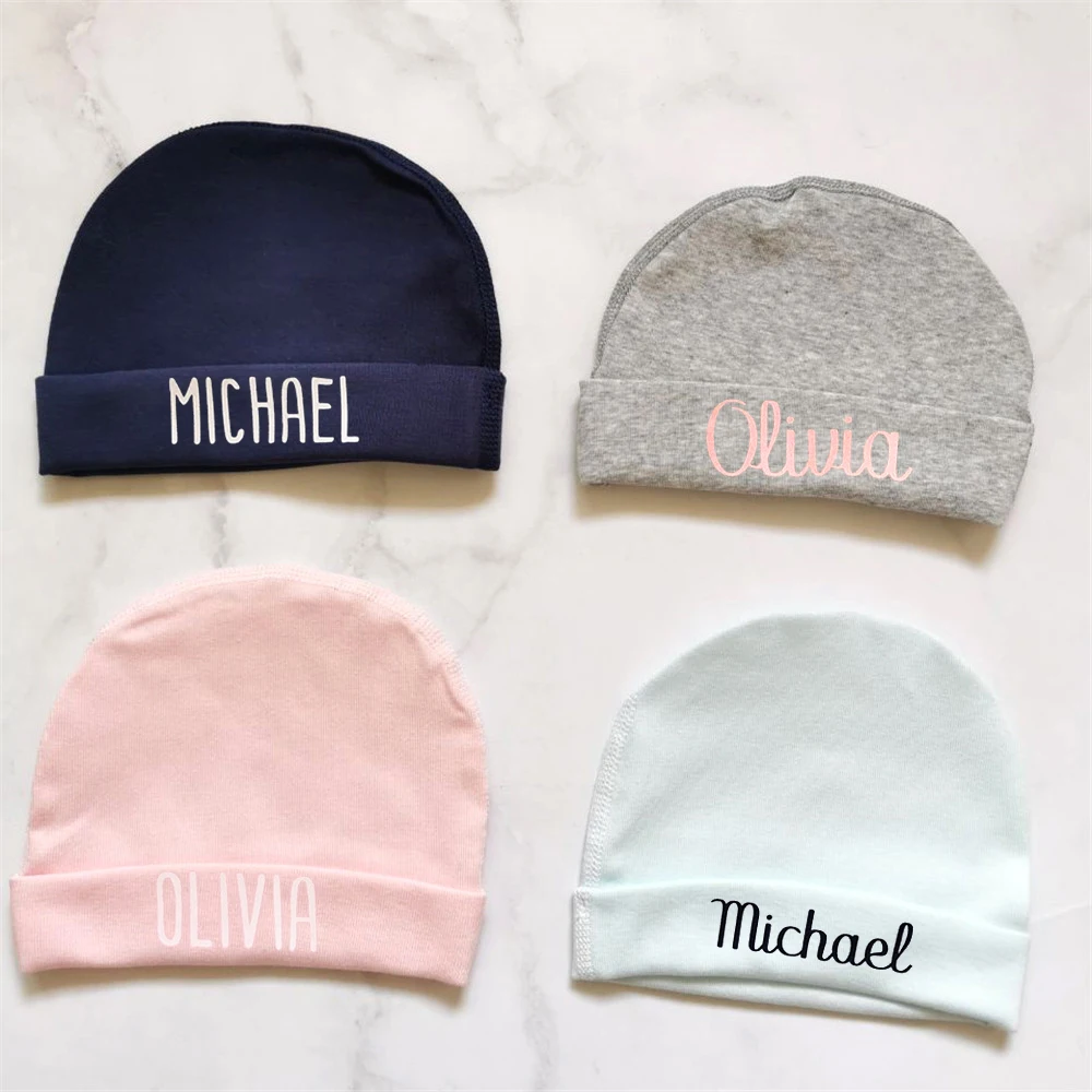 100 Cotton Unisex Infant Baby Hat Personalized Birthday Baby shower