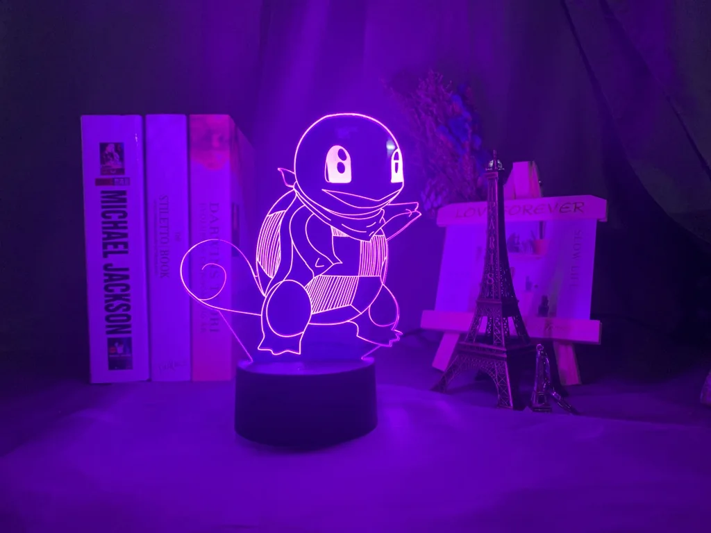 3d ночник Zenigame рисунок ночной Светильник для детской спальни украшение красочный светодиодный светильник игра Покемон Go белка 3d ночной Светильник