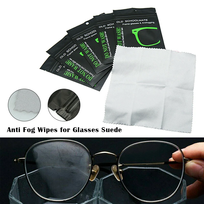 

Portable 5Pcs Anti Fog Wipes for Glasses Reusable Suede Defogger Cloth for Eyeglasses -WT