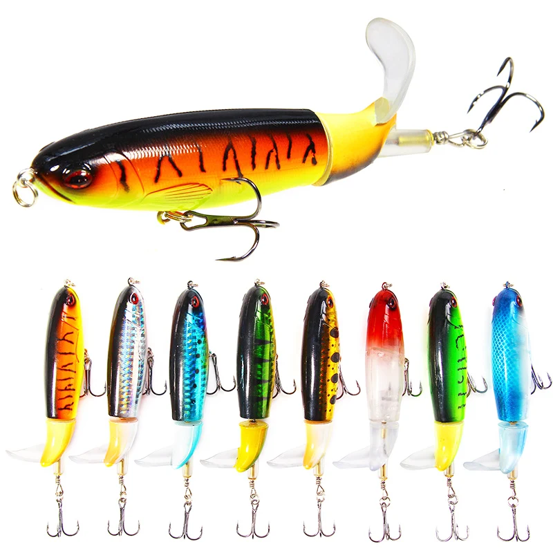 

POETRYYI Whopper Popper 11cm 15g Topwater Fishing Lure Artificial Bait Hard Plopper Soft Rotating Tail Fishing Tackle Geer